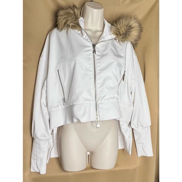 KF/KaufmanFranco Collective White Cropped Faux Fur Collar Jacket XS - Picture 3 of 14
